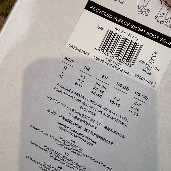 NEW! HUNTER BOOT SOCKS Navy For Original Short Boots Size MEDIUM - Picture 5 of 6